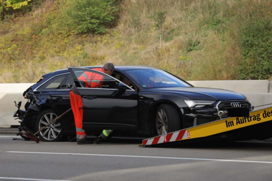 An diesem Audi endete die Flucht des Täters mit dem Mercedes.