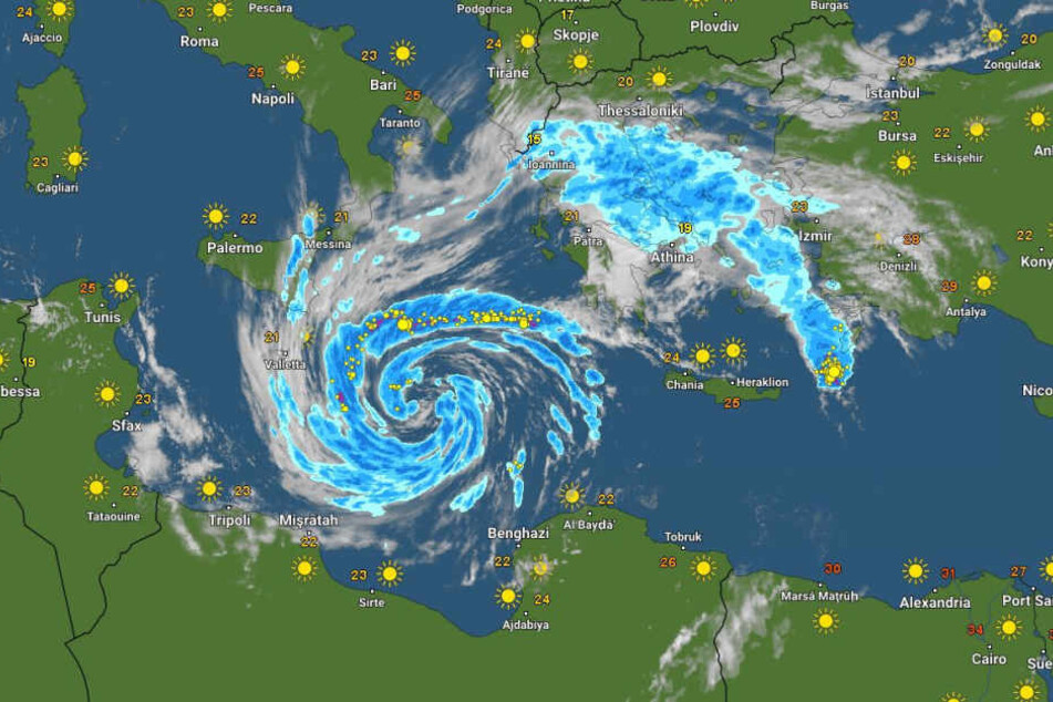 Der Medicane soll in der Nacht zu Samstag auch Kreta treffen.