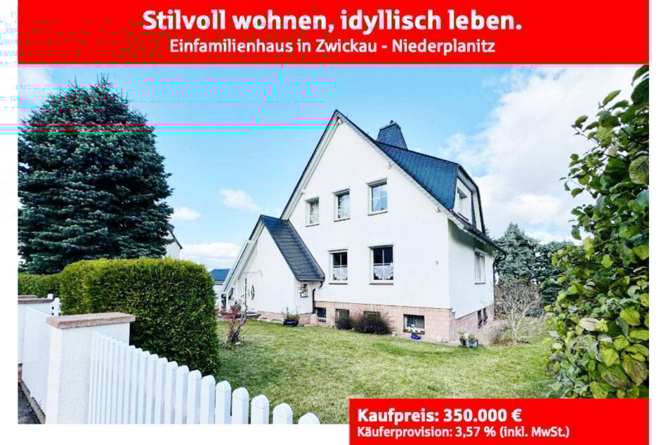 Dieses schöne Haus in Zwickau-Niederplanitz ist für 350.000 Euro zu haben.
