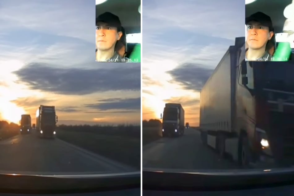 Kanat Bekzhanov (37) bewahrte sich und seine Familie mit einem irren Fahrmanöver vor einem schrecklichen Crash.