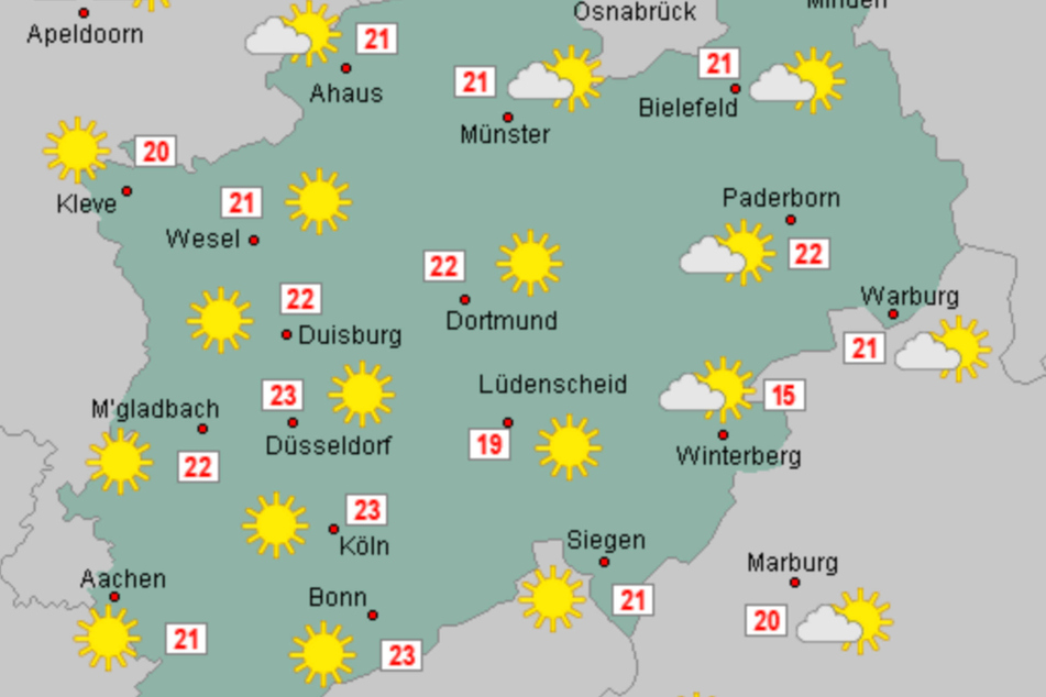 In NRW erreichen die Temperaturen im Laufe der Woche bis zu 24 Grad!
