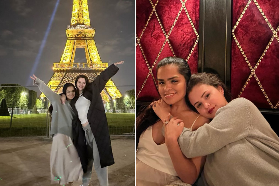 Selena Gomez (r) posted two new snaps from her trip to Paris with her cousin, Priscilla Cosme.