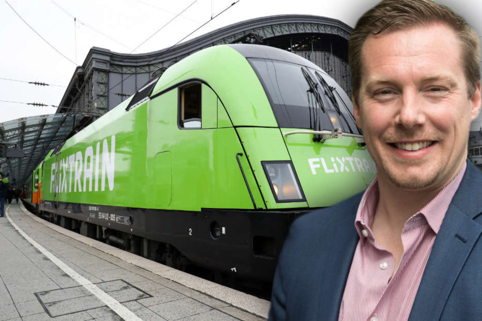André Schwämmlein, Gründer und Geschäftsführer von Flixbus, ist mehr als zufrieden mit dem Schienen-Vorstoss. (Bildmontage)