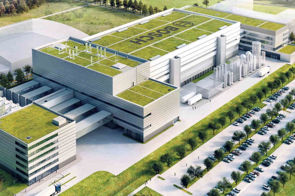 Ein Blick auf der Werk aus Nordosten: So soll Boschs moderste Halbleiterfabrik schon Ende 2019 aussehen.