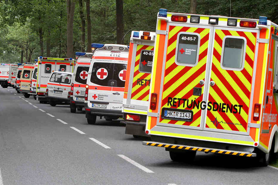 Zahlreiche Rettungswagen und Notärzte mussten anrücken, nachdem es zu der Massenvergiftung gekommen war.