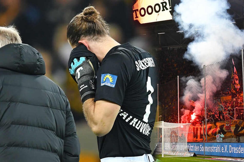 Dem Sportsgeist von Wiesbadens Torhüter Lukas Watkowiak war es zu verdanken, dass die Partie nach dem Böllerwurf überhaupt weiter ging.