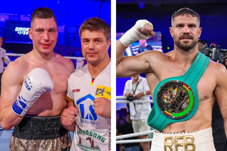 In the main fights between Tom Dzemski (l.) and Roman Fress (r.) in their Gewichts zur SES-Box-Gala class in the Ring.