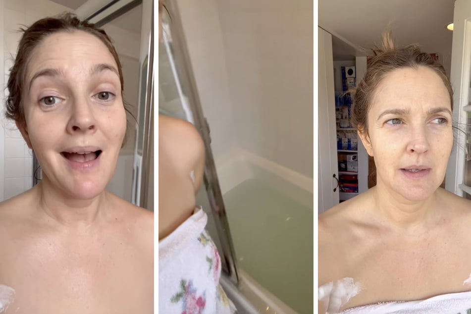 Drew Barrymore's first shave in months interrupted by alarm as fans praise her relatability