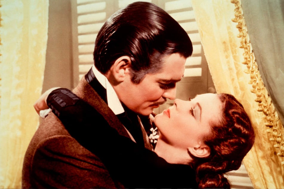 Vivien Leigh als Scarlett O'Hara und Clark Gable als Rhett Butler in einer Szene des Films "Vom Winde verweht".