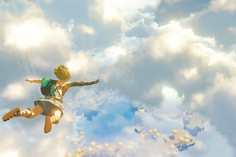 Held Link bewegt sich in "The Legend of Zelda: Tears of the Kingdom" viel in der Luft. Es gilt die neuen Himmelsinseln zu erkunden.