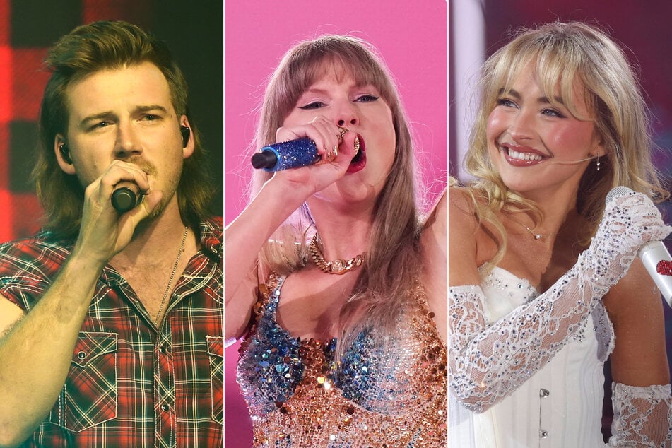 (From l. to r.) Morgan Wallen, Taylor Swift, and Sabrina Carpenter lead the star-studded nominees competing at the 2025 iHeartRadio Music Awards on March 17.