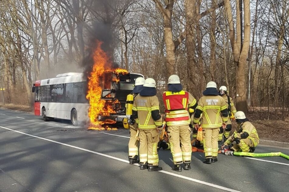 Linienbus fängt plötzlich Feuer, Busfahrer hat alles im Griff