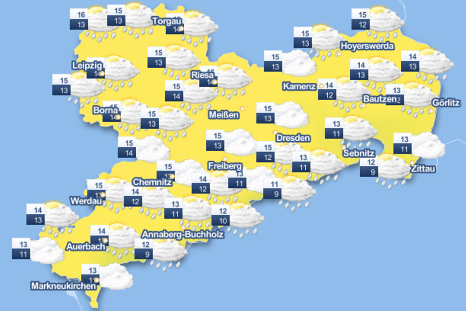Nur am heutigen Freitag sagt der Deutsche Wetterdienst für den gesamten Freistaat Regen voraus.