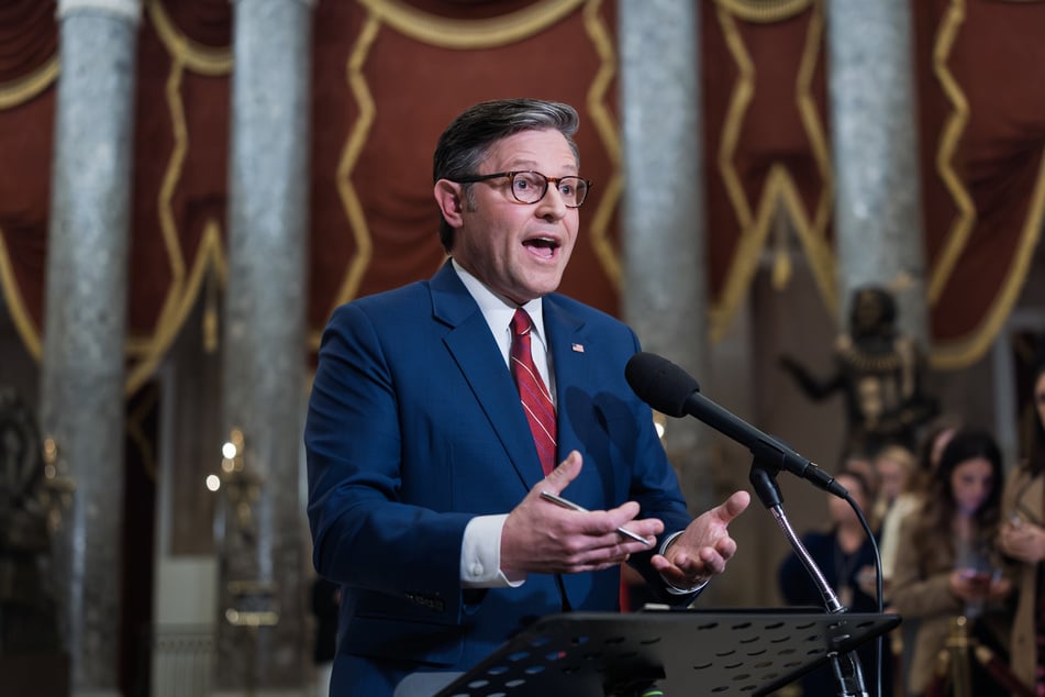 Der republikanische Sprecher des Repräsentantenhauses, Mike Johnson (53), nach der Schlussabstimmung.
