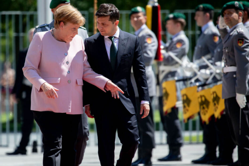 Bundeskanzlerin Angela Merkel empfängt Wolodymyr Selensky in Berlin.
