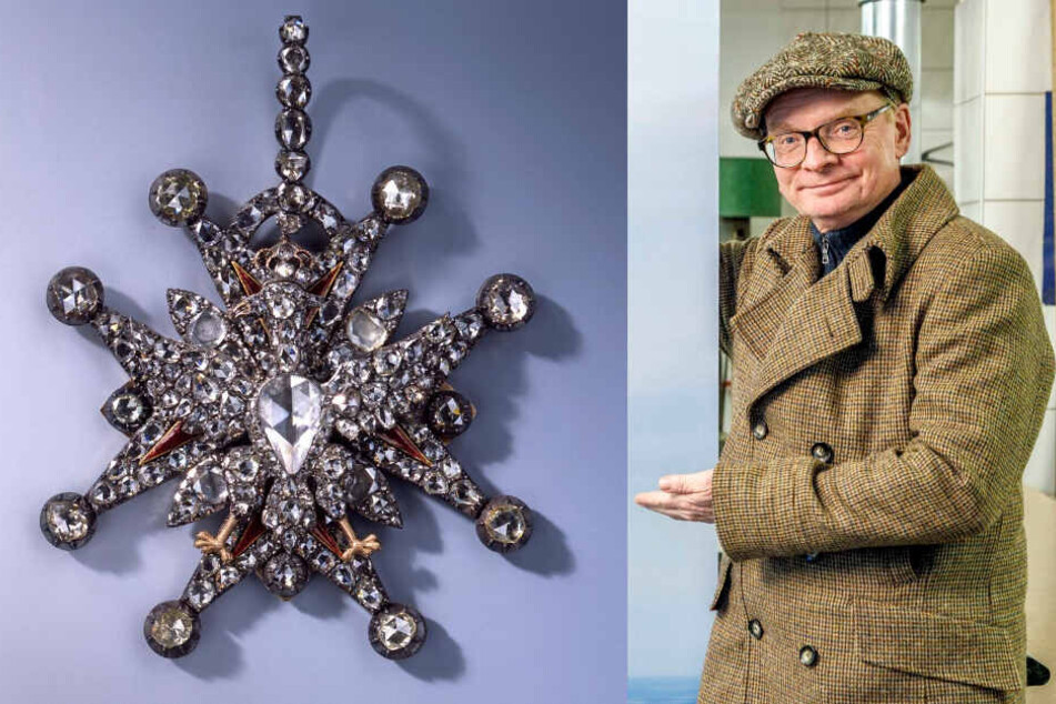 Kabarettist Uwe Steimle (56) würde das Fernsehturmgeld der Wiederbeschaffung der Juwelen opfern. // Der polnische "Weißen Adler"-Orden der Diamant-Rauten-Garnitur gehört zu den gestohlenen Juwelen.