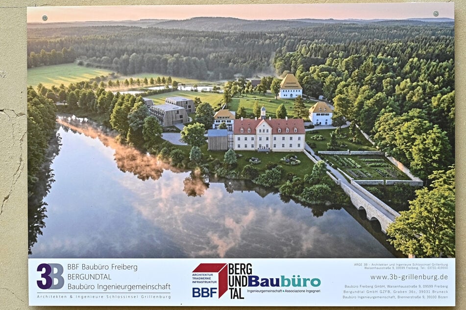 Ein Plakat zeigt: So soll das künftige Wissenschafts- und Tagungszentrum aussehen.