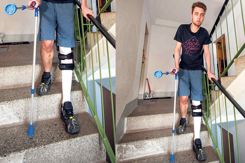 Nur unter Schmerzen kann Luca Nowara (18) die Wohnung im dritten Stock
verlassen. Hier gibt es keinen Fahrstuhl.