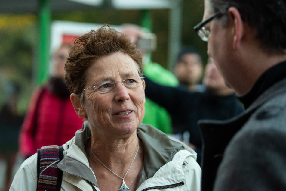 Kristina Hänel im Gespräch mit Thorsten Schäfer-Gümbel (SPD) kurz vor dem Berufungsprozess.