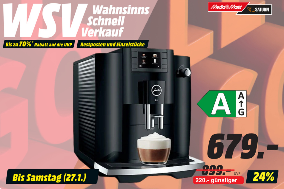 Jura-Kaffeevollautomat für 679 statt 899 Euro.