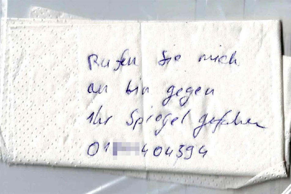 Diese Notiz hinterließ der Unfall-Verursacher und machte sich anschließend aus dem Staub.