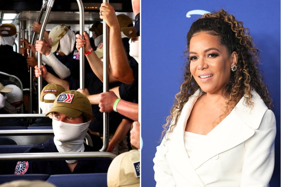 The View co-host Sunny Hostin (r) has been facing criticism for saying that she feels the US flag has been "co-opted" by white supremacists.