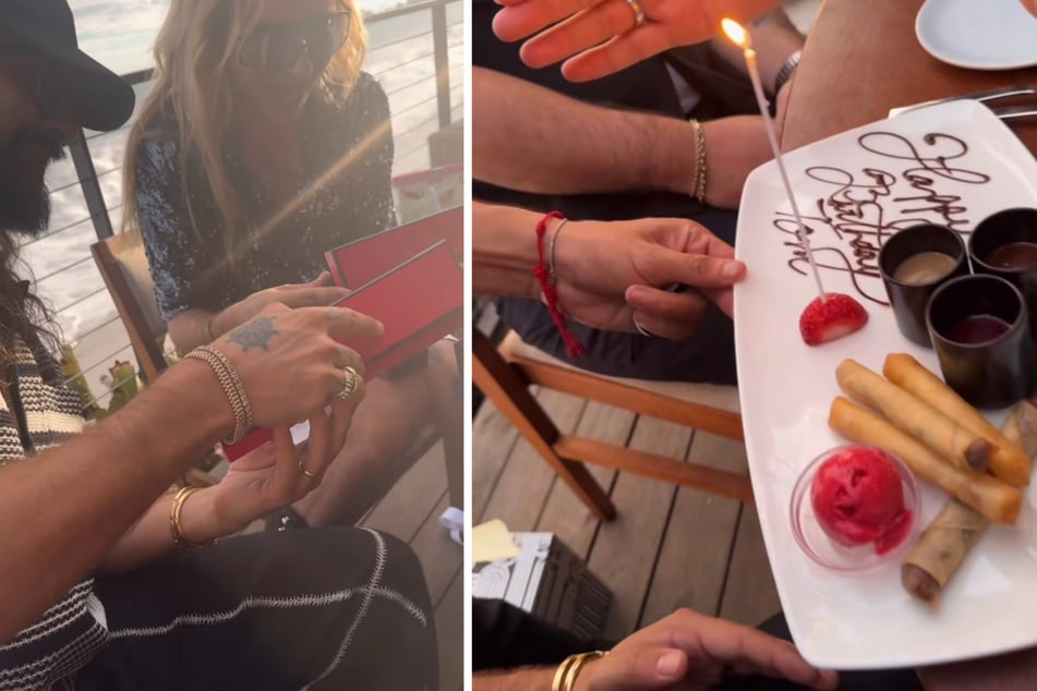Bei schönem Sonnenuntergang packten die Twins Geschenke aus und aßen ein leckeres Dessert.