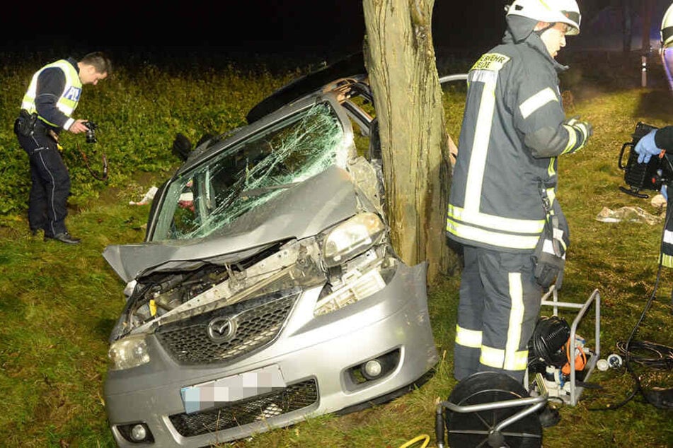 Die Frau krachte mit der Fahrerseite gegen den Baum.