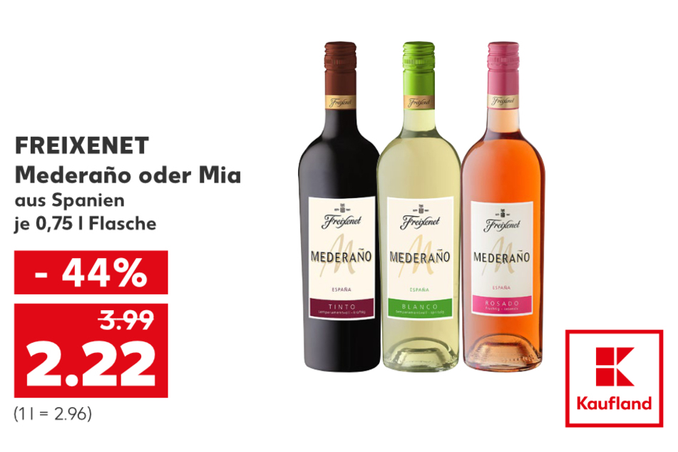 FREIXENET Mederano oder Mia für nur 2,22 Euro.