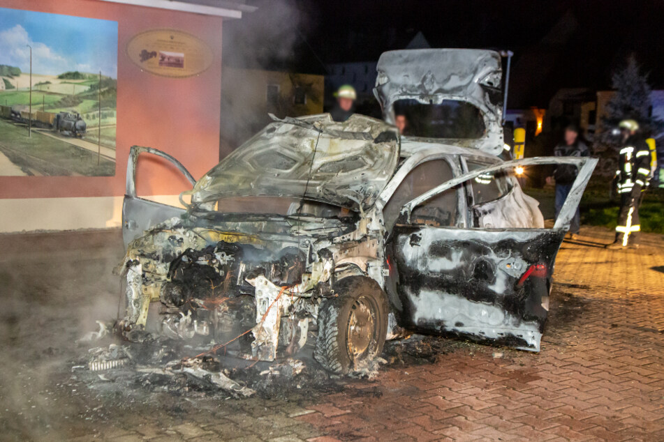 Der Renault brannte komplett aus.
