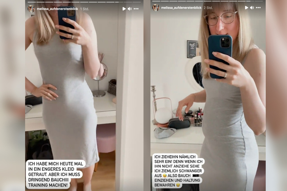 Auf Instagram zeigt Melissa (28) sich in einem engen Kleid.