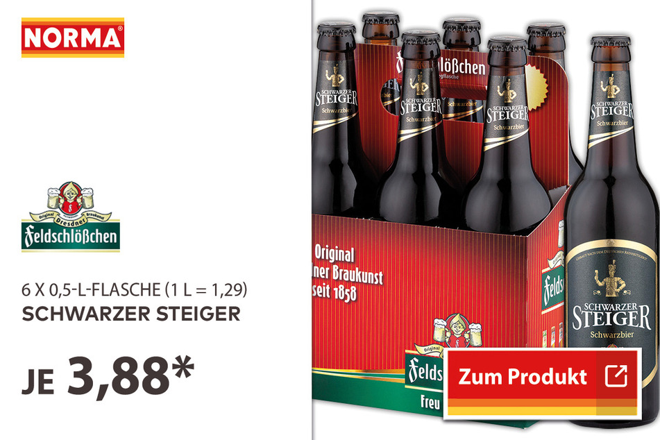 Schwarzer Steiger im Sixpack für nur 3,88 Euro.