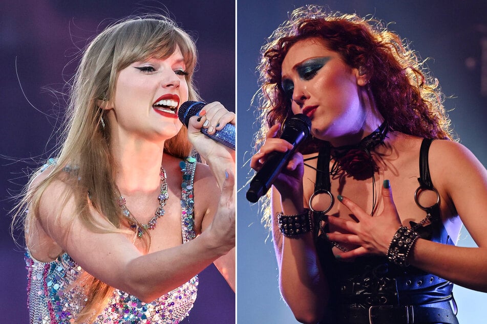 Taylor Swift (l.) has reigned supreme on the music charts yet again, this time besting rising star Chappell Roan to hold onto the top spot of the Billboard 200 for the 15th week.