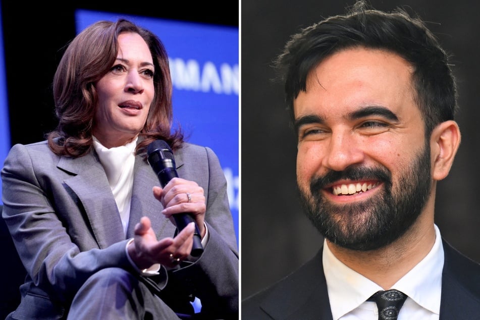 In a recent interview, Zohran Mamdani (r.) revealed he had a private call with Kamala Harris (l.) on Wednesday in which she shared support for his run for mayor.