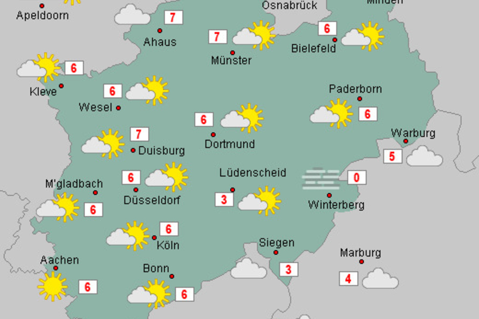 Die allgemeine Wetterlage in Nordrhein-Westfalen am Samstag, 15. Januar 2022.