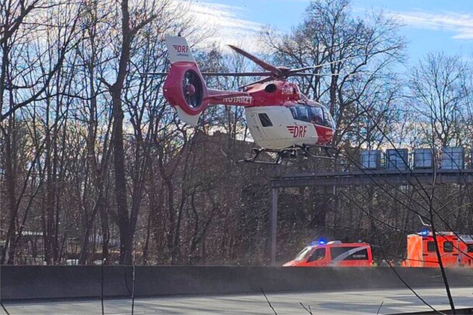 Unfall A100: Unfall auf der Stadtautobahn: Rettungshubschrauber im Einsatz
