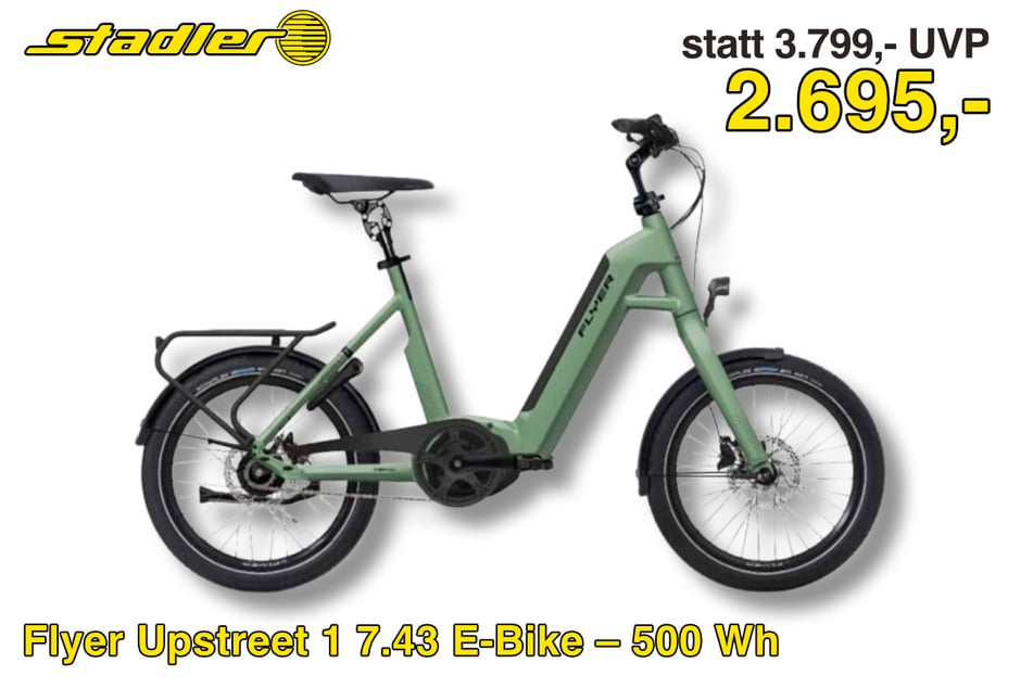 Das Flyer Upstreet Kompakt-E-Bike
für 2.695 statt 3.799 Euro.