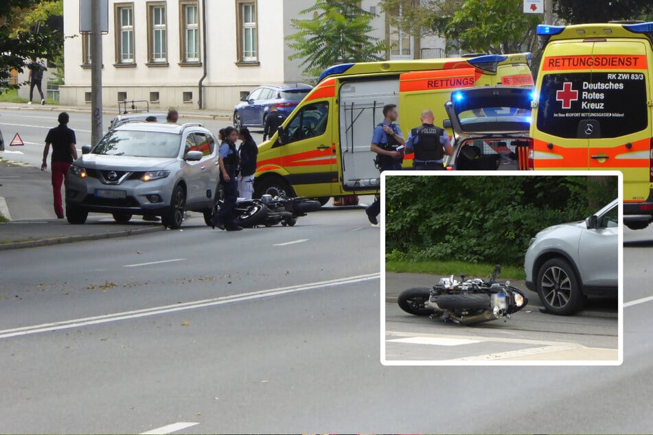 Unfall in Zwickau: Autofahrer sorgt mit hektischem Spurwechsel für einen Crash