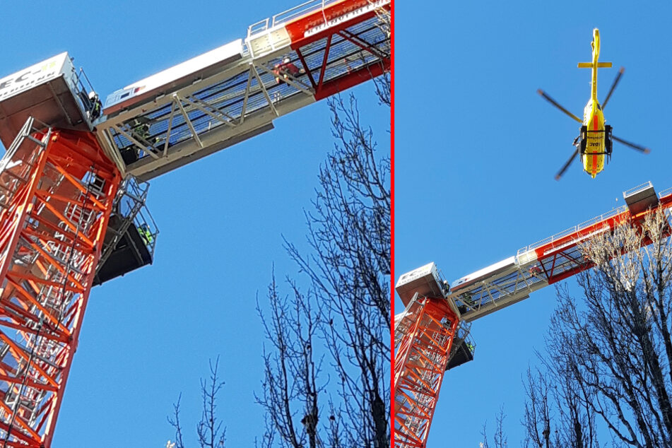 Die Feuerwehr wurde von einem Rettungsteam aus der Luft unterstützt.