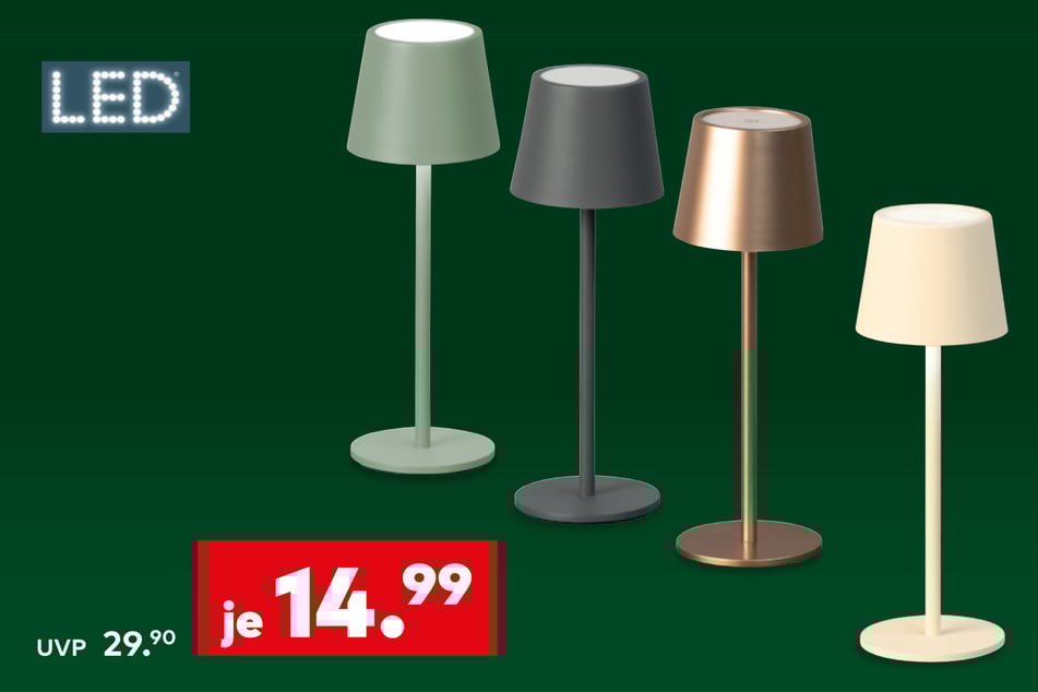 Diese LED-Akku-Tischleuchte bekommt Ihr für je 14,99 statt 29,90 Euro (UVP).