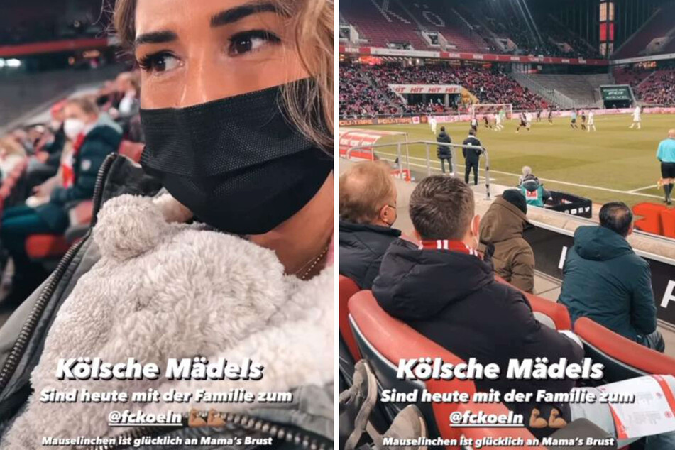 Sarah Engels (29) nahm am Samstag nicht nur ihre Instagram-Fans mit ins Fußball-Stadion, sondern auch ihre rund elf Wochen alte Tochter.