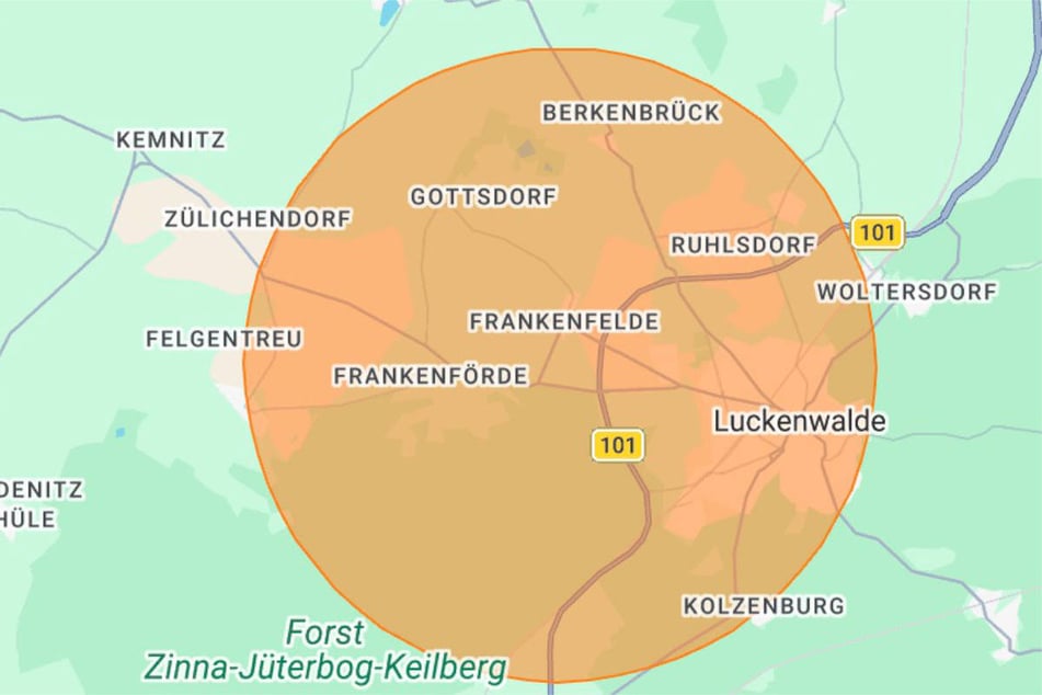 Über NINA ist eine Warnmeldung für die Städte Luckenwalde und Jüterbog sowie die Gemeinde Nuthe-Urstromtal abgesetzt worden.