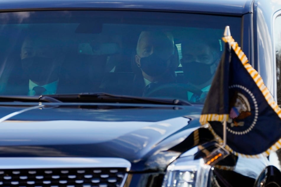 Joe Biden (78) bei seiner Fahrt per Limousine zum Weißen Haus.