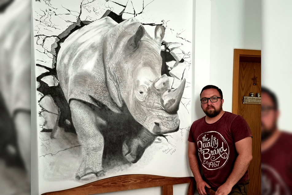 Mit dem Kopf durch die Wand: Dieses Nashorn hat Robert Wendler selbst gezeichnet.