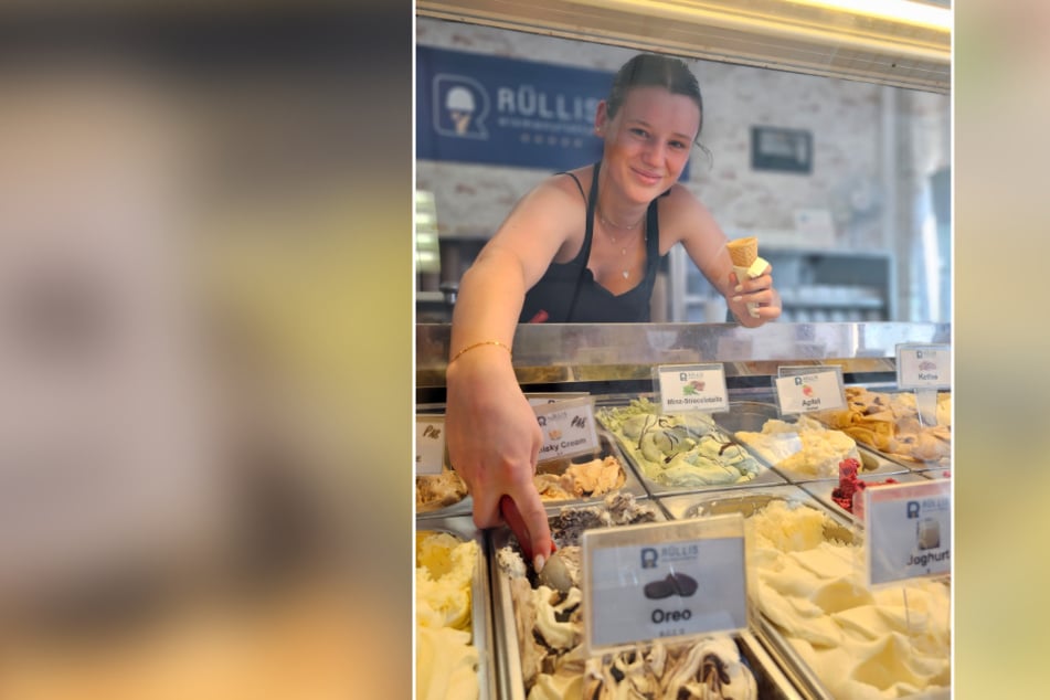 Stina Rüllke (18) erfüllt die Eis-Wünsche der "Rülli"-Kunden.