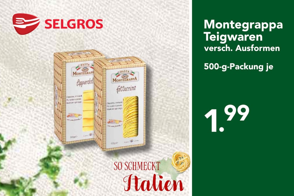 Verschiedene Montegrappa Teigwaren für nur 1,99 Euro.