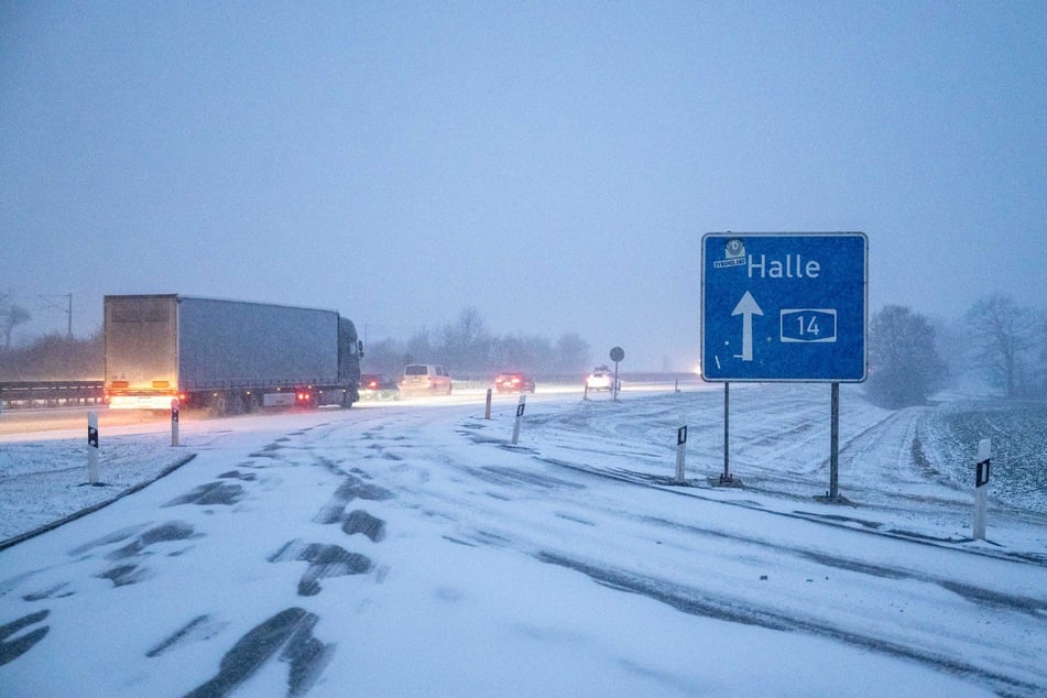 Auf der A14 in Höhe Schkeuditz ging es nur langsam voran.