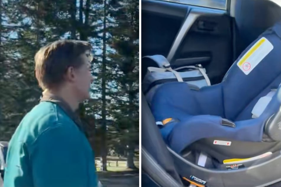 Papa Zachary war nach dem Blick ins Auto völlig verwirrt.