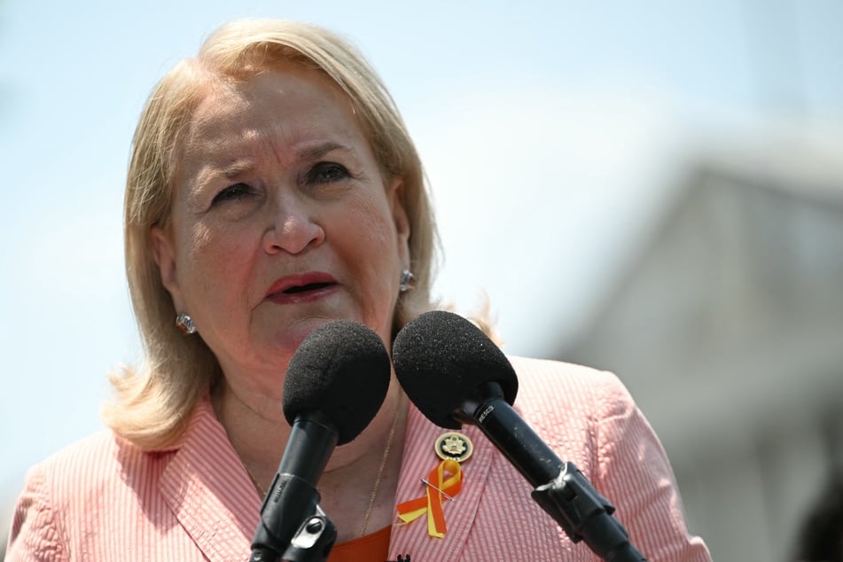 Representative Sylvia Garcia speaks during a news conference with immigration experts, DACA recipients, and Dreamers to mark the 13th anniversary of the Deferred Action for Childhood Arrivals program in Washington DC on June 11, 2025.