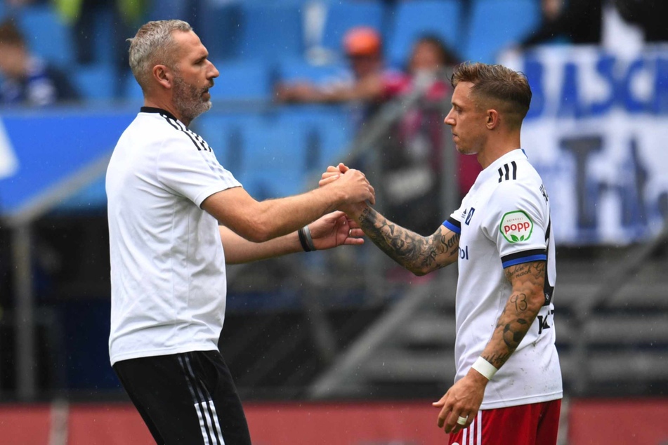 HSV-Trainer Tim Walter (45, links) war mit der Leistung von Sonny Kittel (28) zufrieden. (Archivbild)